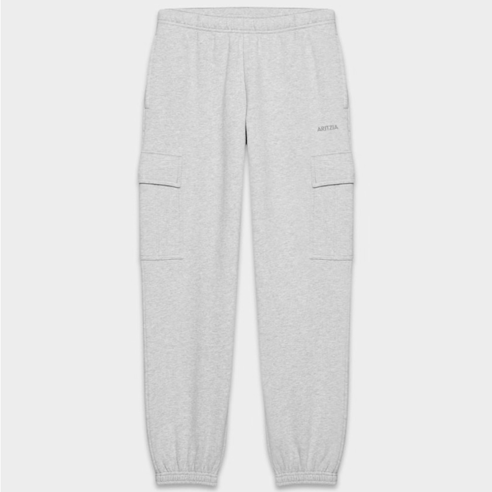 Aritzia heather cloud white cargo joggers